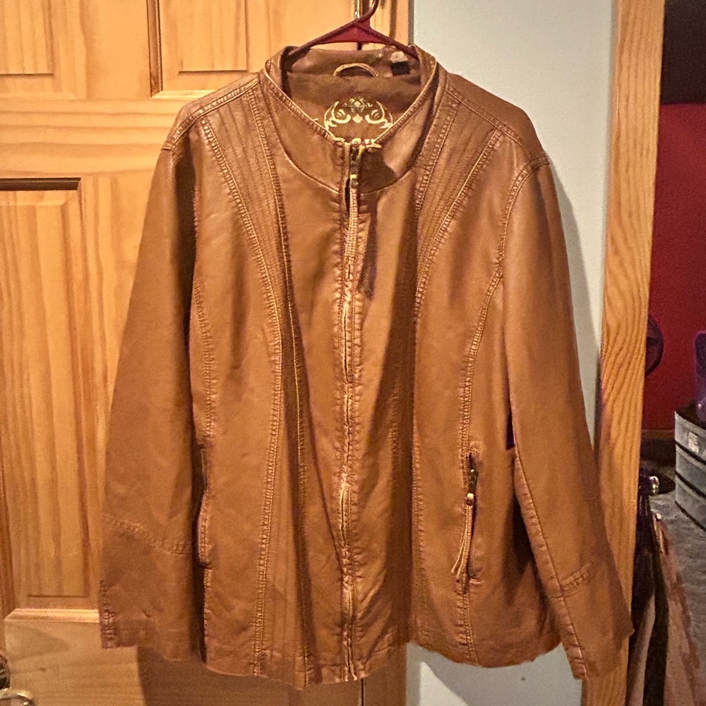 Plus size faux leather jacket